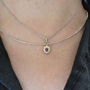 vintage pink gemstone silver gold toned pendant